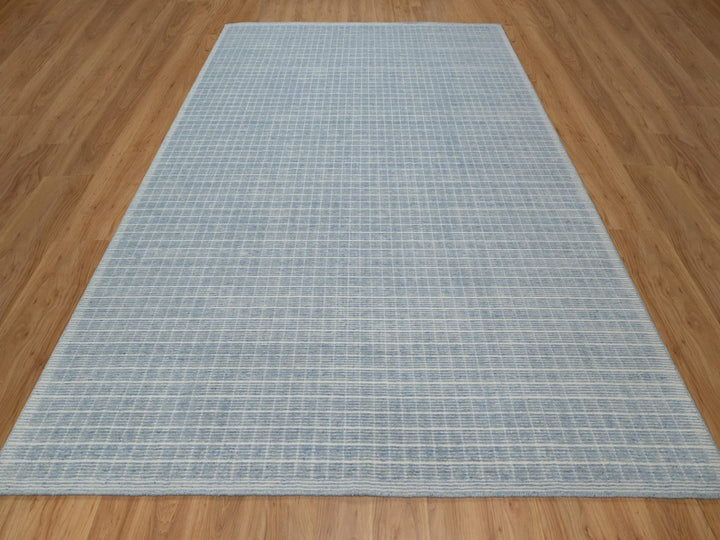 9'1" x 12'0" New Hand Loomed Blue Wool Rectangle Oriental Rug - MOA10291687