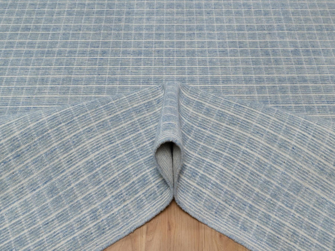 9'1" x 12'0" New Hand Loomed Blue Wool Rectangle Oriental Rug - MOA10291687