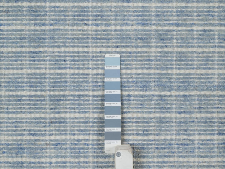 9'1" x 12'0" New Hand Loomed Blue Wool Rectangle Oriental Rug - MOA10291687