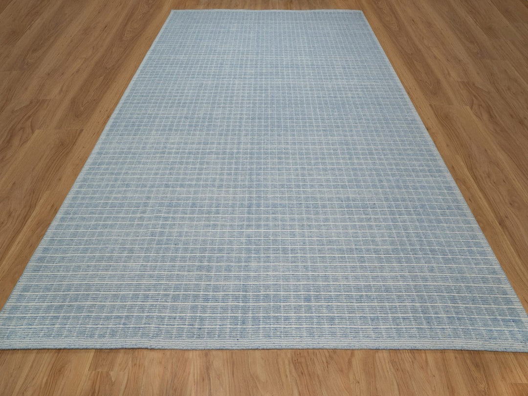 10'0" x 13'11" New Hand Loomed Blue Wool Rectangle Oriental Rug - MOA10291689