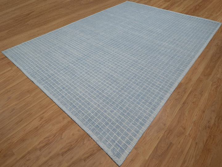 10'0" x 13'11" New Hand Loomed Blue Wool Rectangle Oriental Rug - MOA10291689