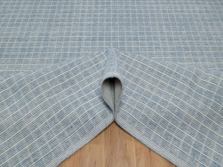 10'0" x 13'11" New Hand Loomed Blue Wool Rectangle Oriental Rug - MOA10291689