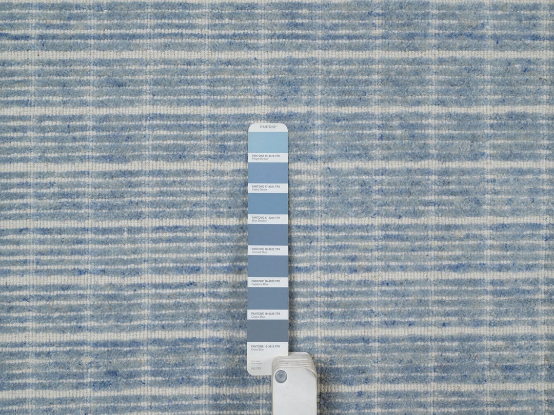 10'0" x 13'11" New Hand Loomed Blue Wool Rectangle Oriental Rug - MOA10291689