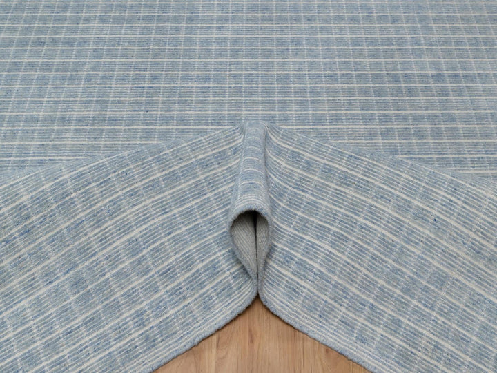 9'1" x 12'0" New Hand Loomed Blue Wool Rectangle Oriental Rug - MOA10291691
