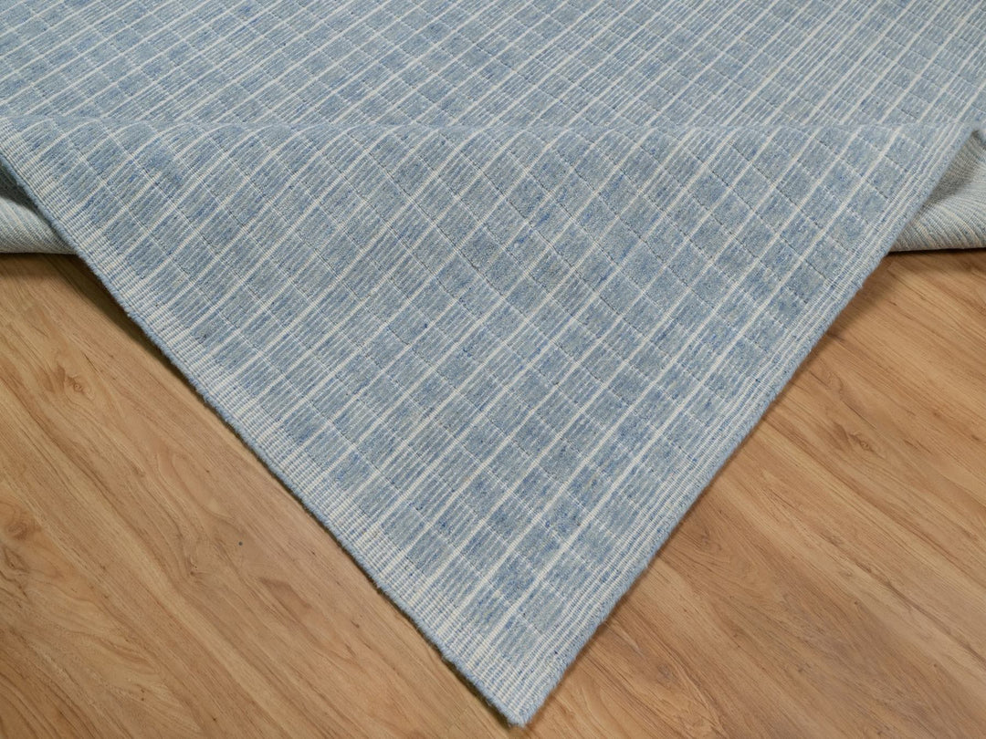 9'1" x 12'0" New Hand Loomed Blue Wool Rectangle Oriental Rug - MOA10291691