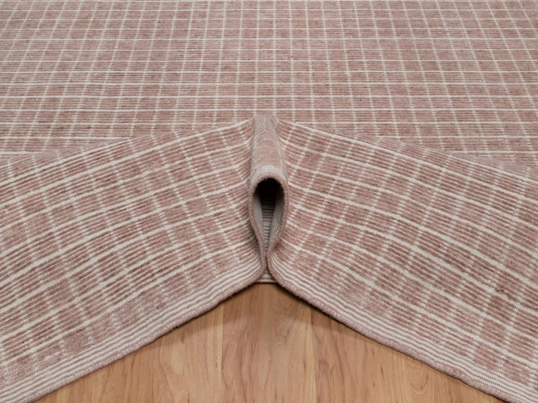 8'1" x 10'0" New Hand Loomed Pink Wool Rectangle Oriental Rug - MOA10291694