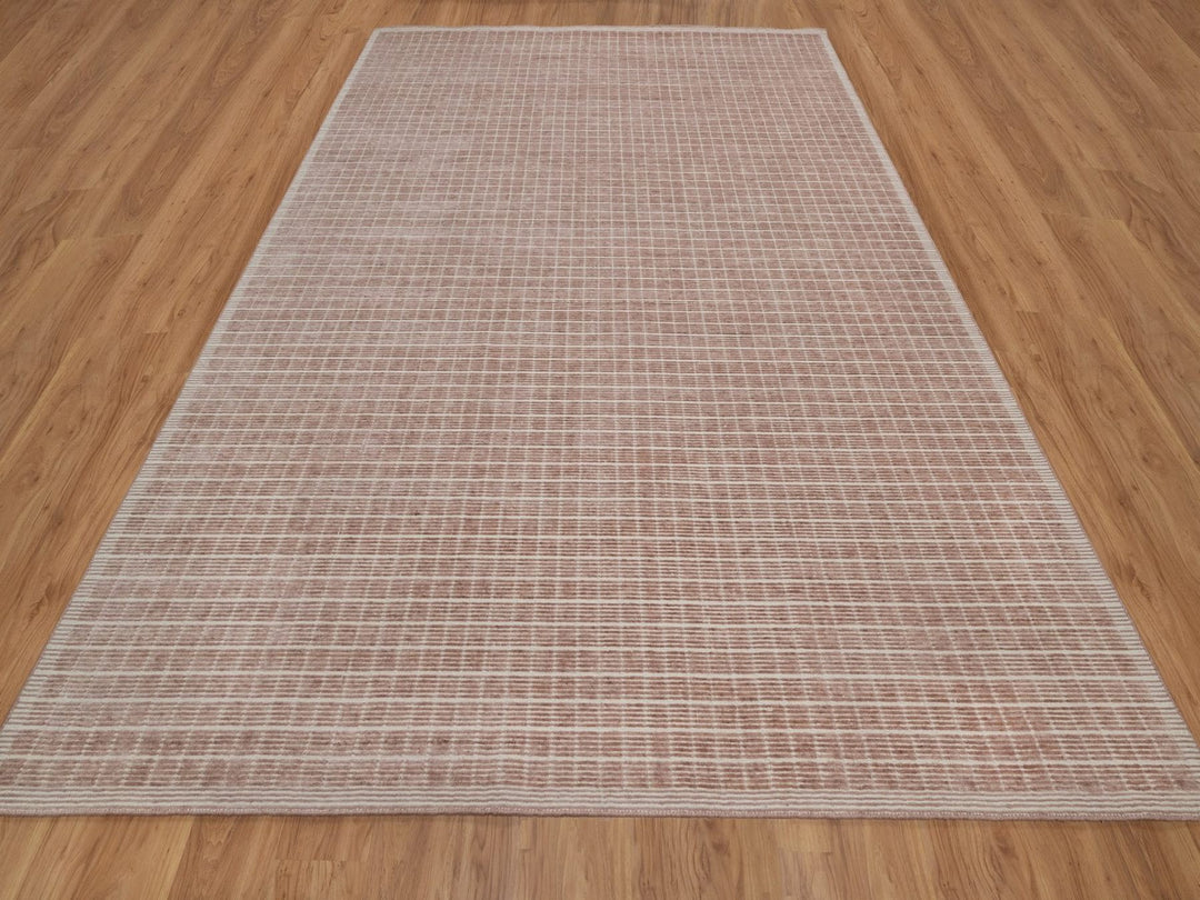 9'2" x 12'0" New Hand Loomed Pink Wool Rectangle Oriental Rug - MOA10291696