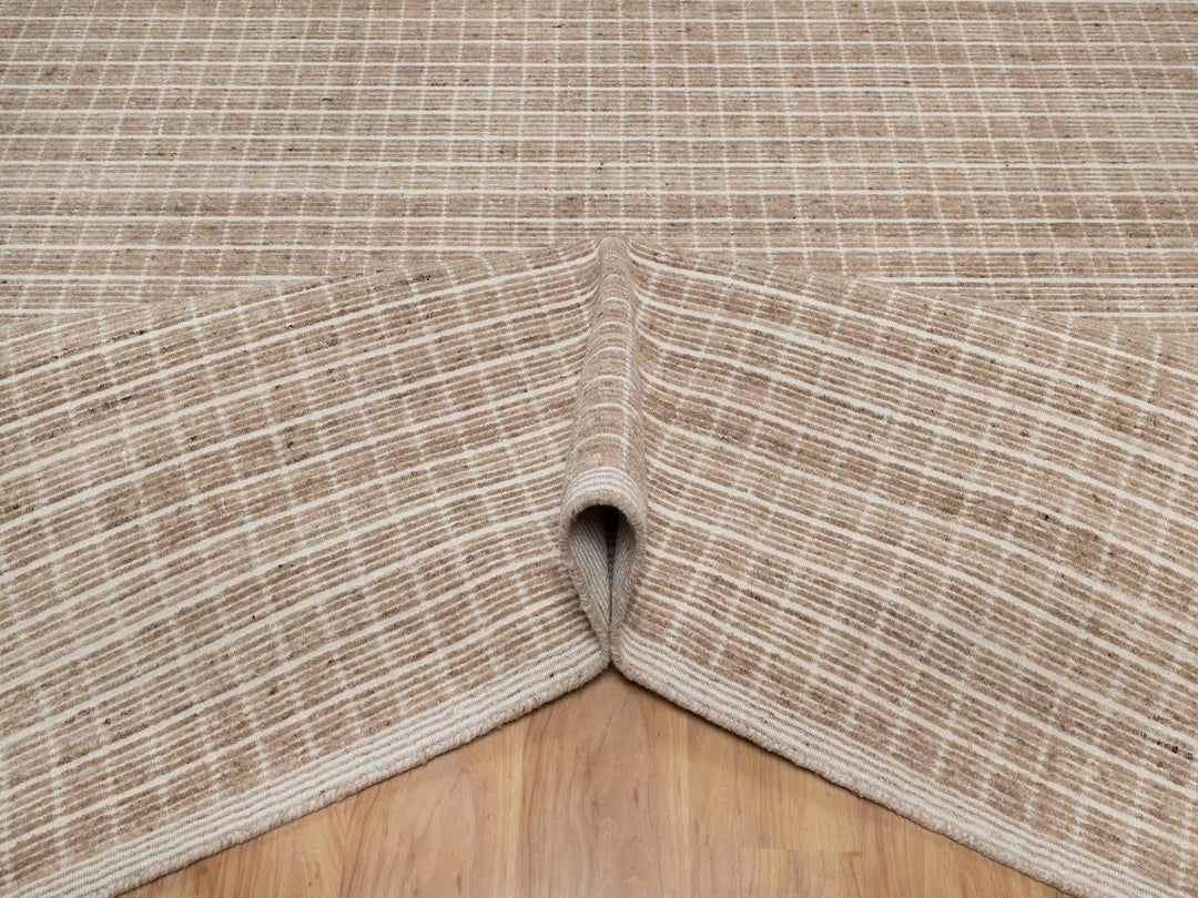 9'0" x 12'0" New Hand Loomed Brown Wool Rectangle Oriental Rug - MOA10291699