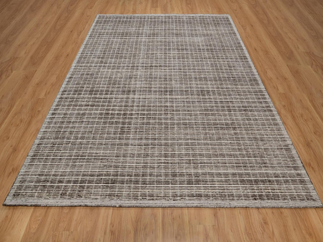 8'0" x 10'0" New Hand Loomed Brown Wool Rectangle Oriental Rug - MOA10291704