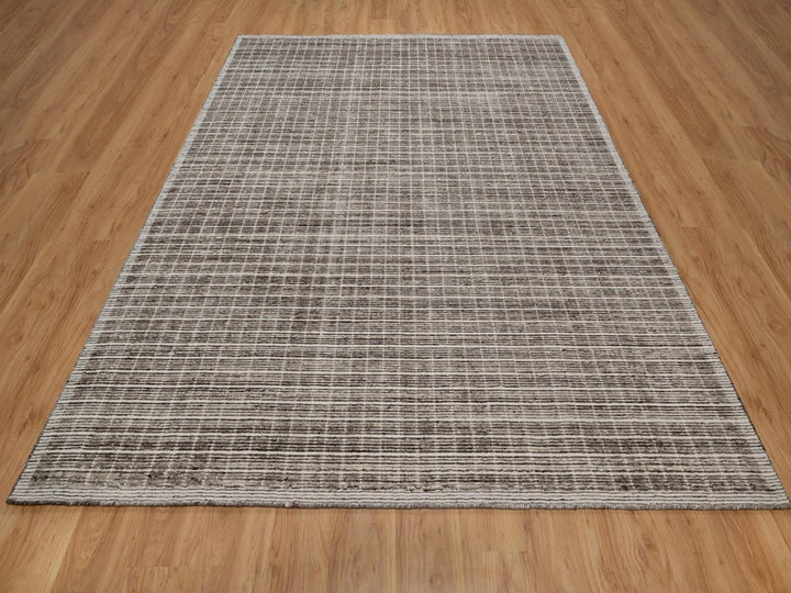 8'0" x 10'0" New Hand Loomed Brown Wool Rectangle Oriental Rug - MOA10291704