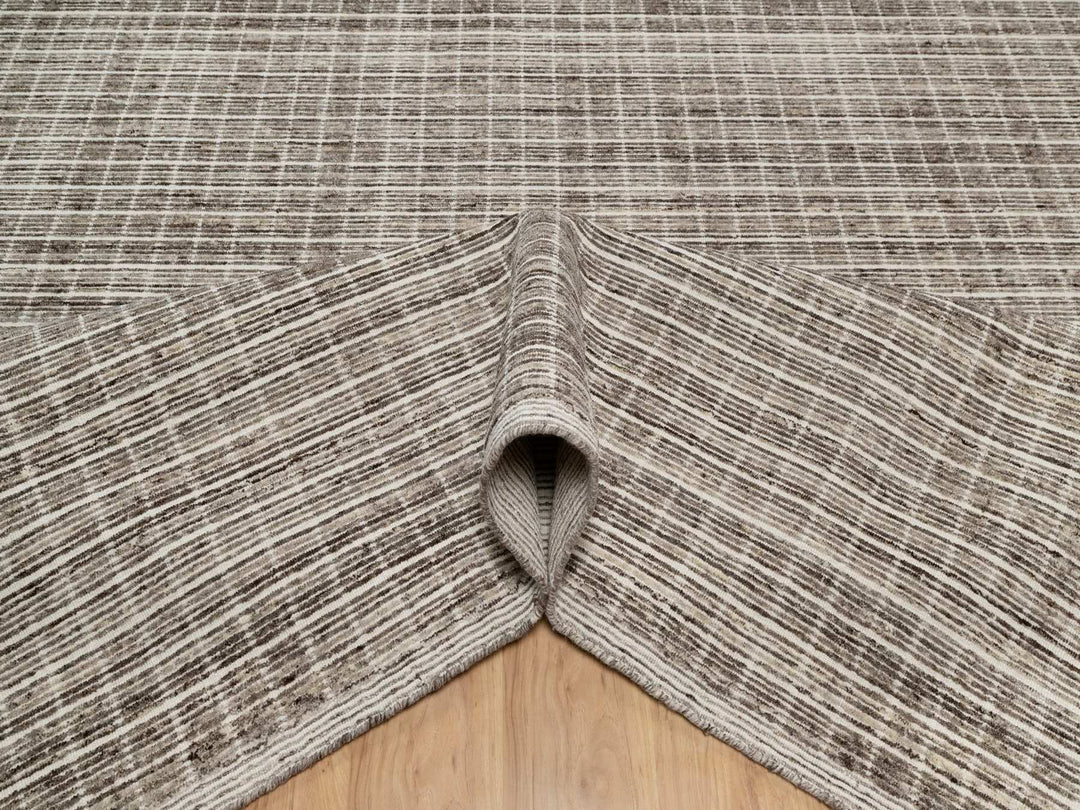 8'0" x 10'0" New Hand Loomed Brown Wool Rectangle Oriental Rug - MOA10291704