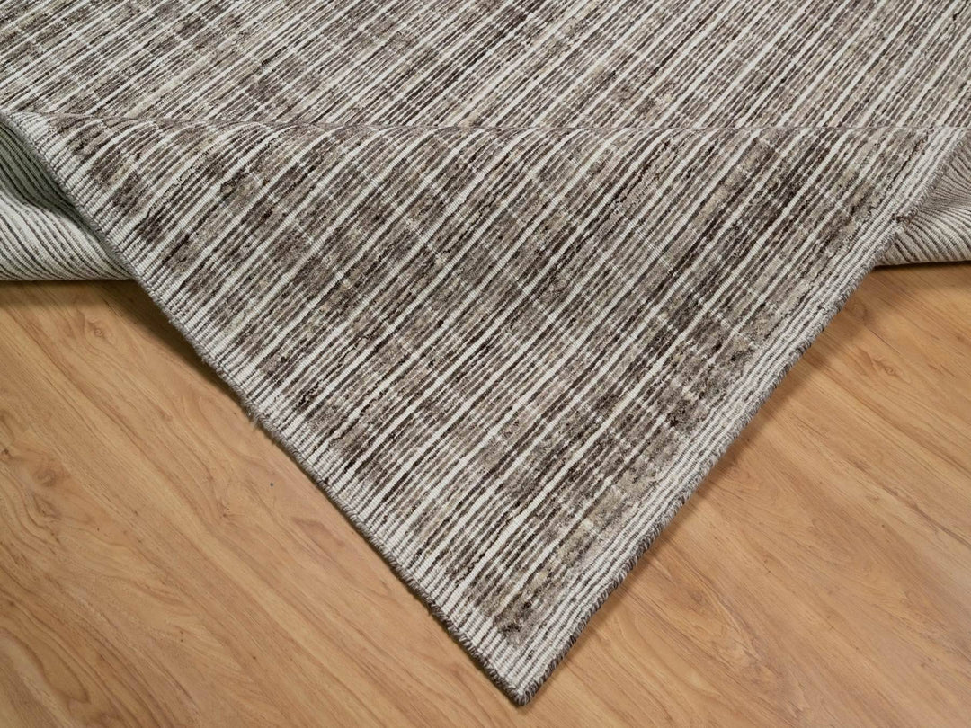 8'0" x 10'0" New Hand Loomed Brown Wool Rectangle Oriental Rug - MOA10291704