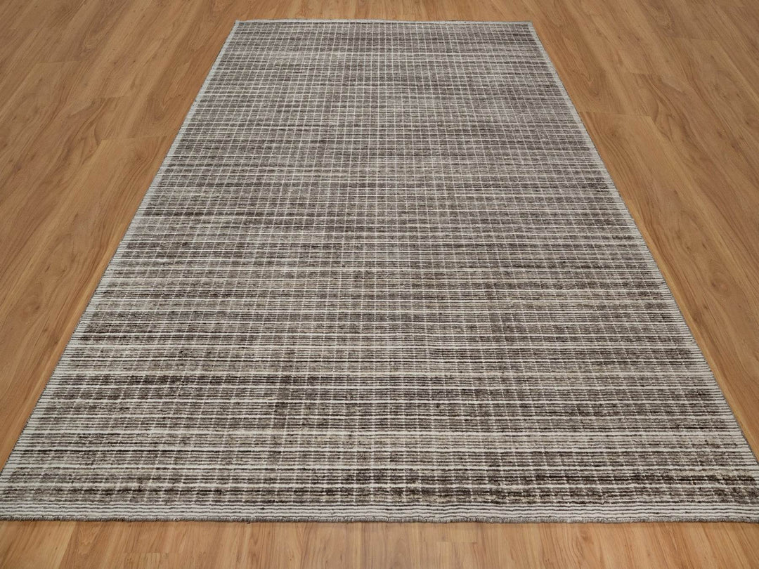 9'1" x 12'0" New Hand Loomed Brown Wool Rectangle Oriental Rug - MOA10291705