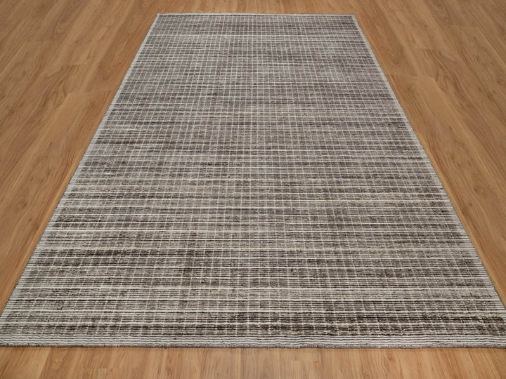 9'1" x 12'0" New Hand Loomed Brown Wool Rectangle Oriental Rug - MOA10291705