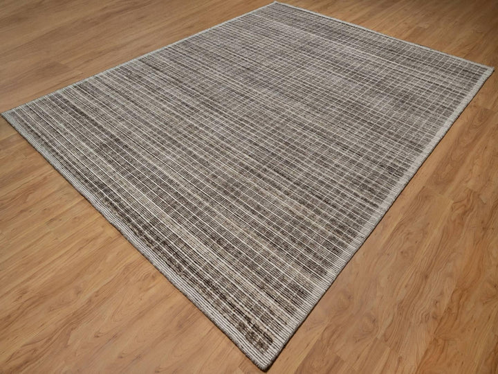 9'1" x 12'0" New Hand Loomed Brown Wool Rectangle Oriental Rug - MOA10291705