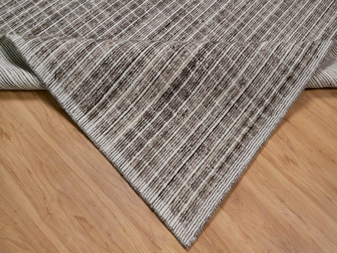 9'1" x 12'0" New Hand Loomed Brown Wool Rectangle Oriental Rug - MOA10291705