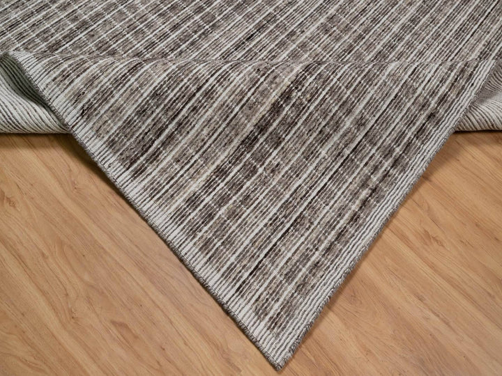 9'1" x 12'0" New Hand Loomed Brown Wool Rectangle Oriental Rug - MOA10291705