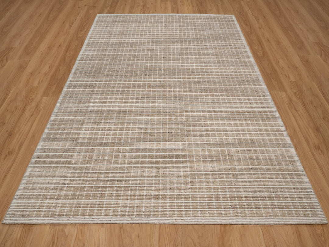 8'0" x 10'0" New Hand Loomed Brown Wool Rectangle Oriental Rug - MOA10291707