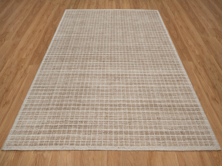 8'0" x 10'0" New Hand Loomed Brown Wool Rectangle Oriental Rug - MOA10291707