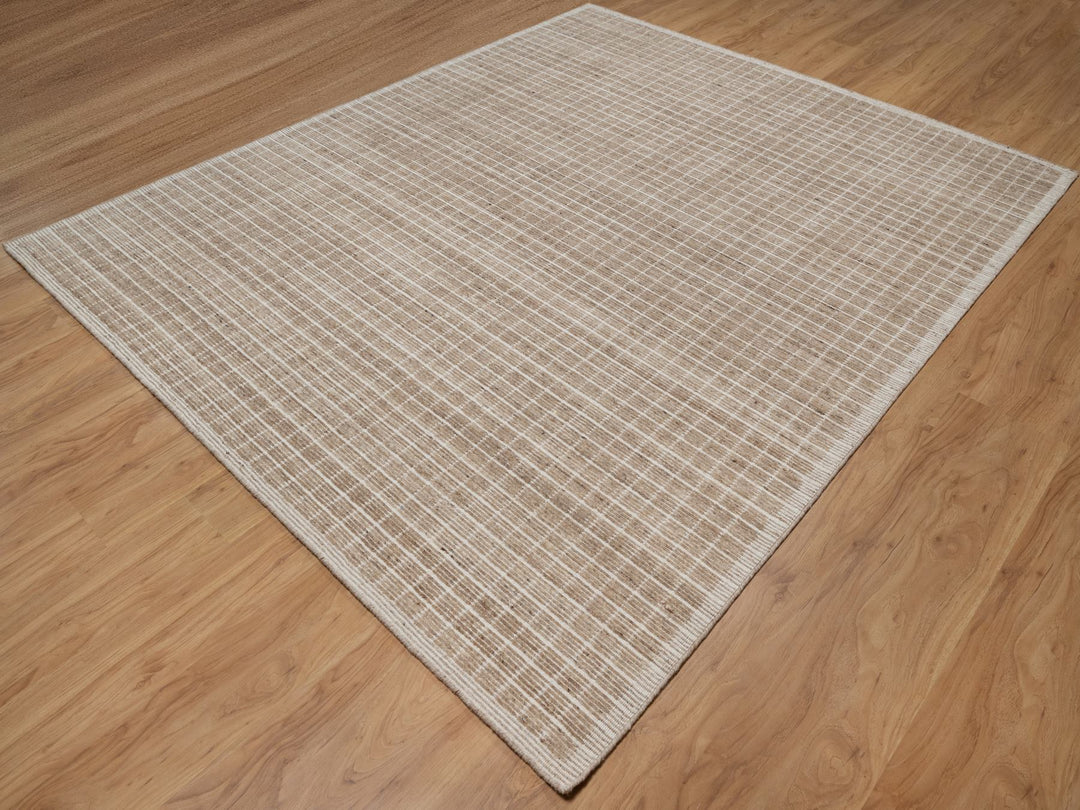 8'0" x 10'0" New Hand Loomed Brown Wool Rectangle Oriental Rug - MOA10291707