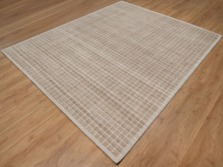 8'0" x 10'0" New Hand Loomed Brown Wool Rectangle Oriental Rug - MOA10291707