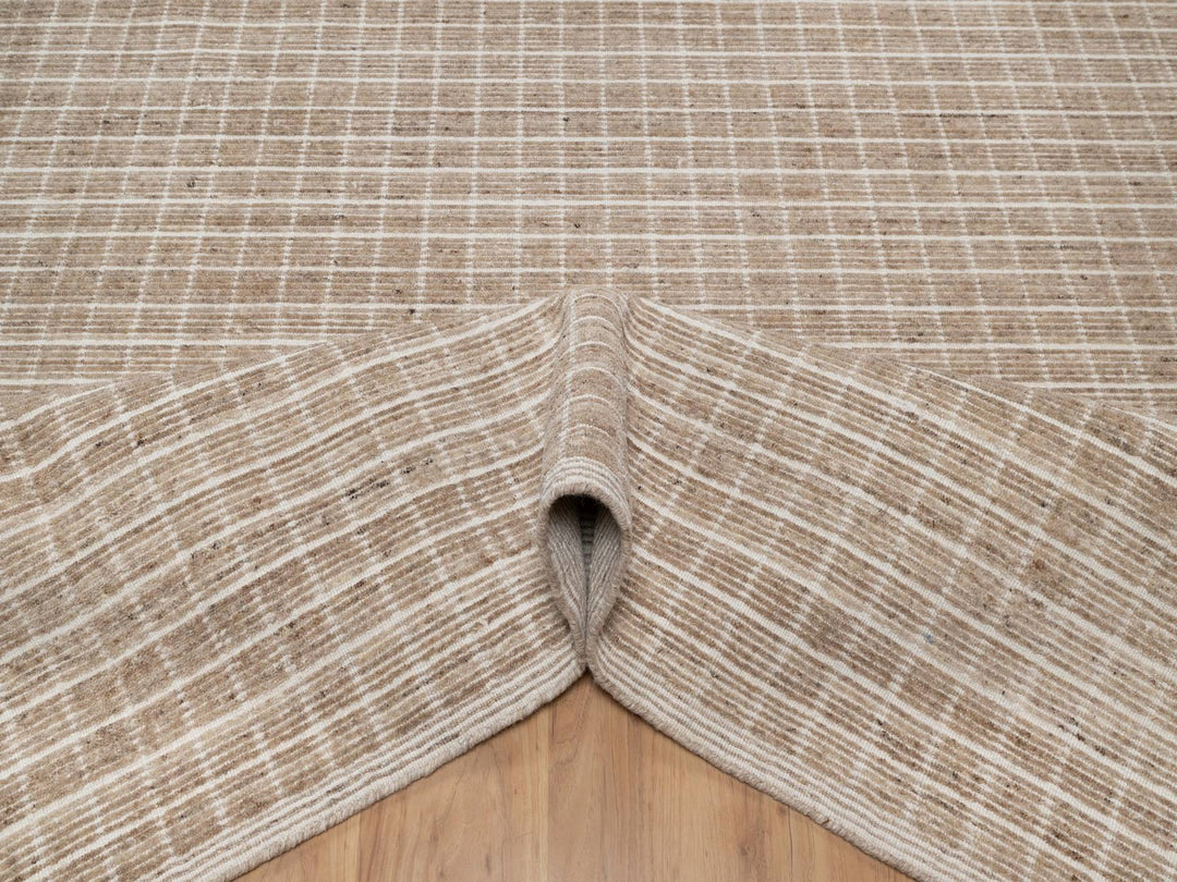 8'0" x 10'0" New Hand Loomed Brown Wool Rectangle Oriental Rug - MOA10291707