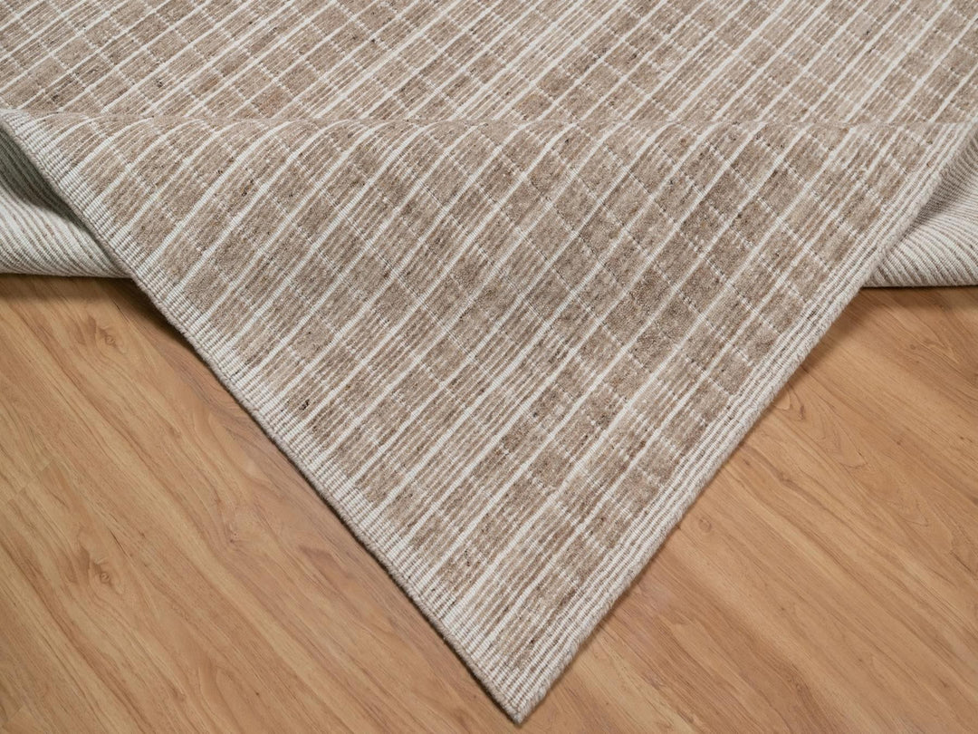 8'0" x 10'0" New Hand Loomed Brown Wool Rectangle Oriental Rug - MOA10291707