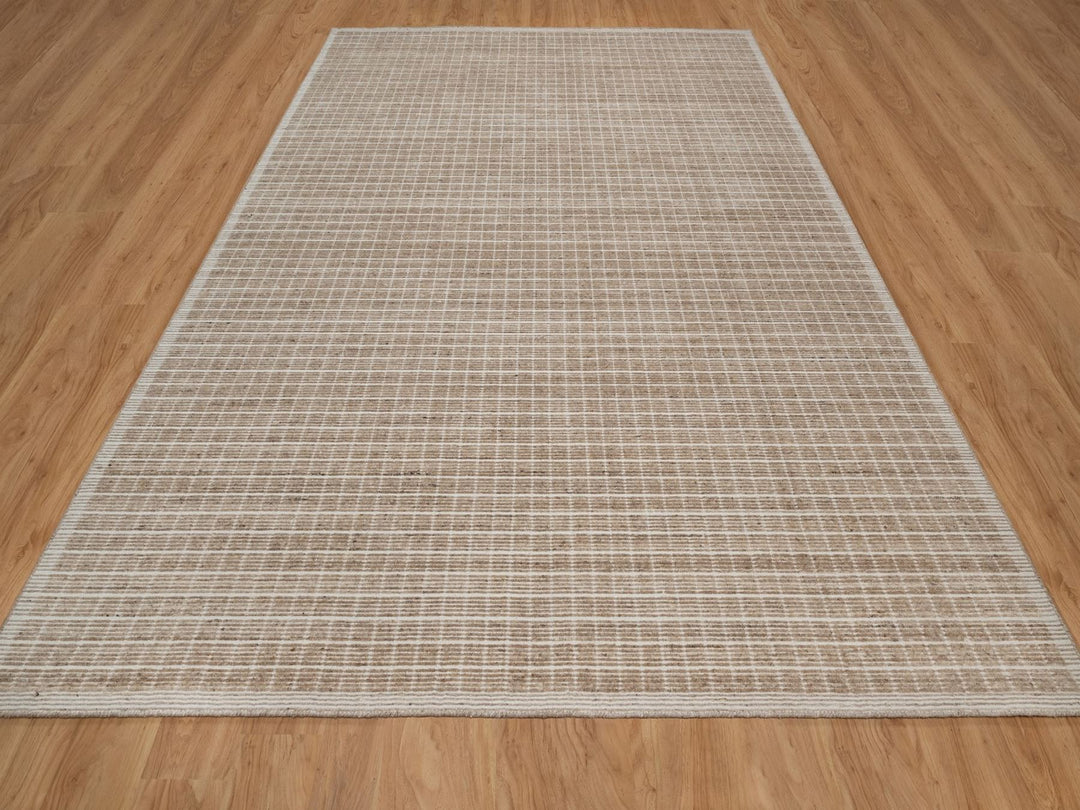 9'0" x 12'0" New Hand Loomed Brown Wool Rectangle Oriental Rug - MOA10291708