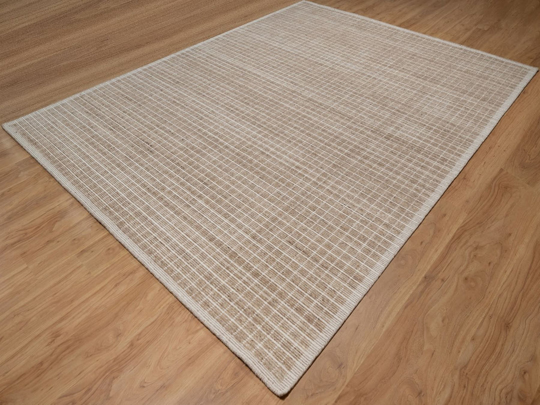 9'0" x 12'0" New Hand Loomed Brown Wool Rectangle Oriental Rug - MOA10291708
