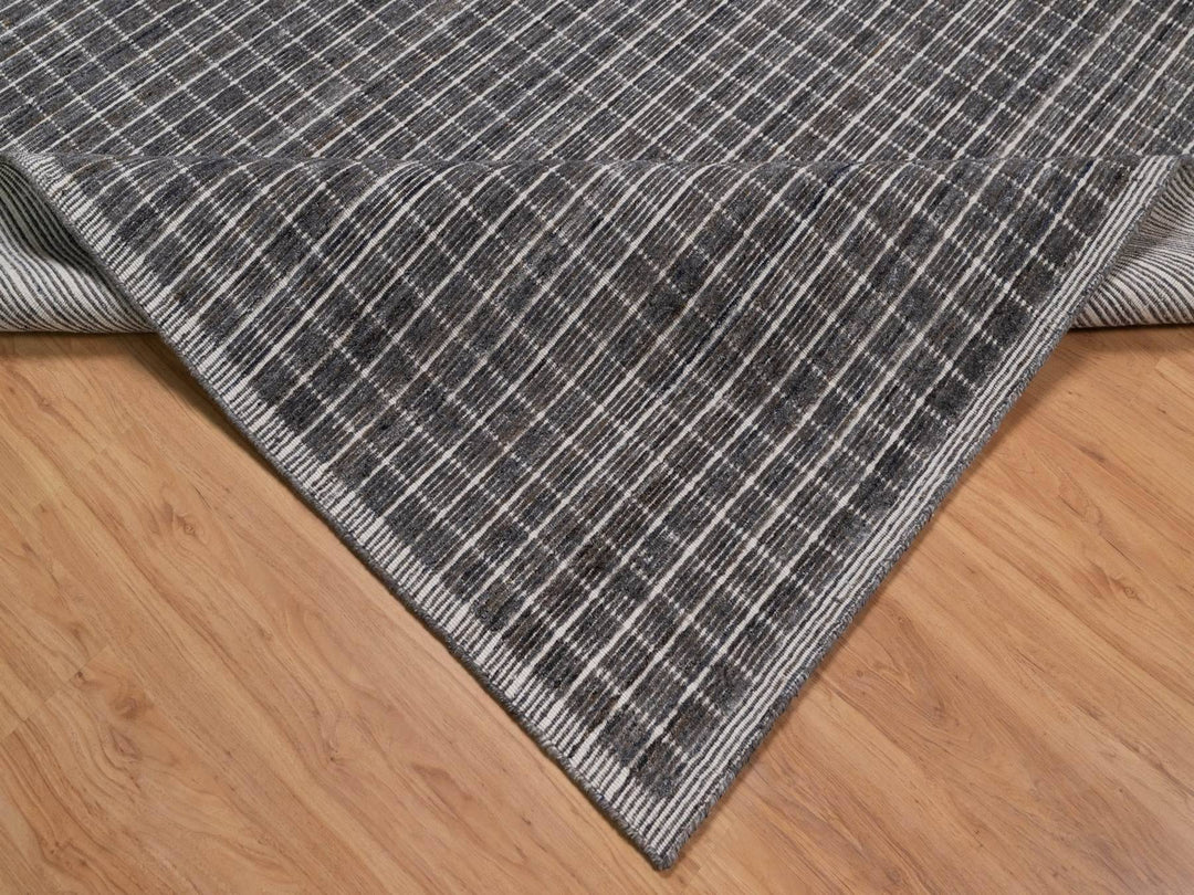 8'0" x 10'0" New Hand Loomed Grey Wool Rectangle Oriental Rug - MOA10291713