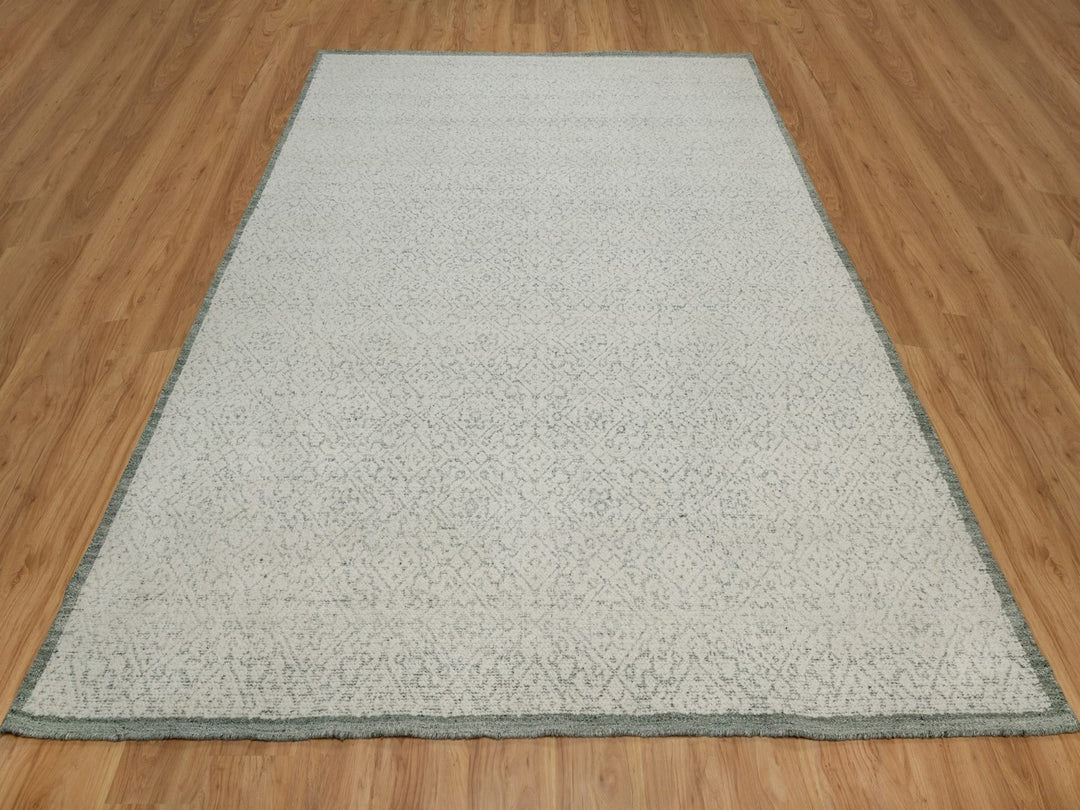 8'2" x 10'2" New Hand Woven Ivory Wool Rectangle Oriental Rug - MOA10291716
