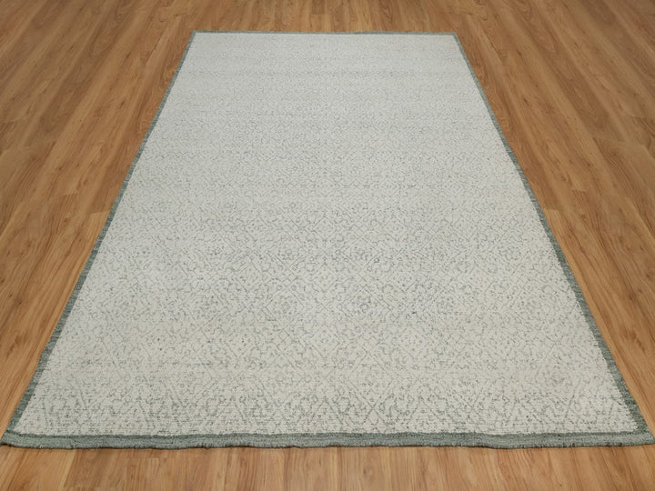 8'2" x 10'2" New Hand Woven Ivory Wool Rectangle Oriental Rug - MOA10291716