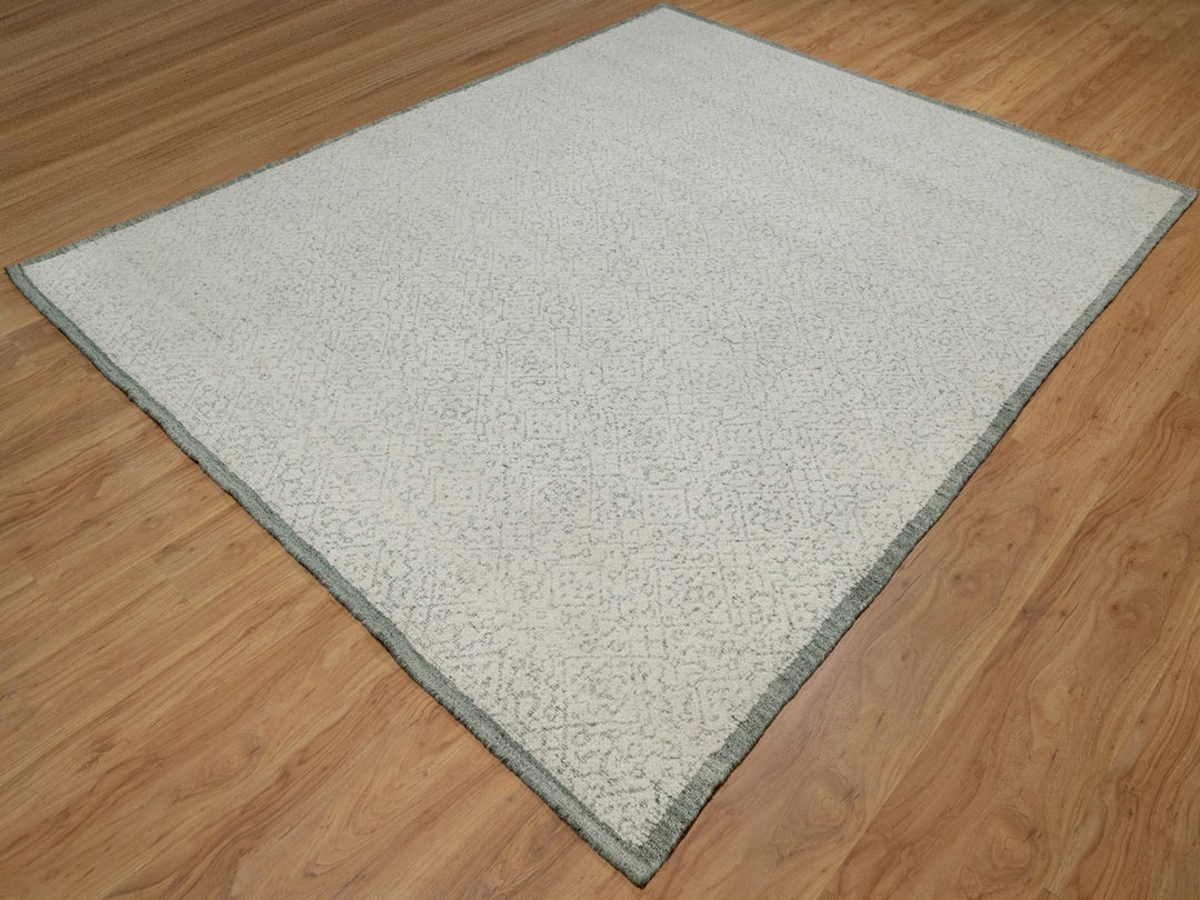 8'2" x 10'2" New Hand Woven Ivory Wool Rectangle Oriental Rug - MOA10291716