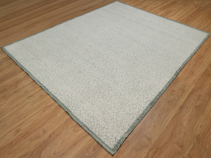 8'2" x 10'2" New Hand Woven Ivory Wool Rectangle Oriental Rug - MOA10291716