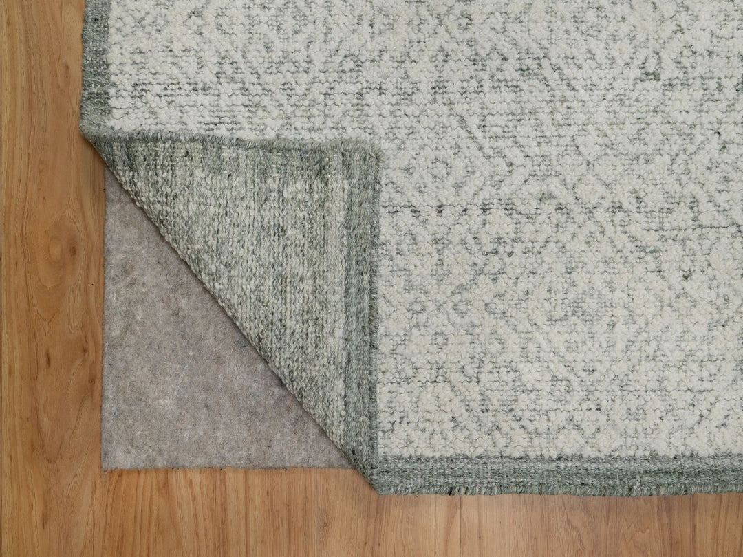 8'2" x 10'2" New Hand Woven Ivory Wool Rectangle Oriental Rug - MOA10291716