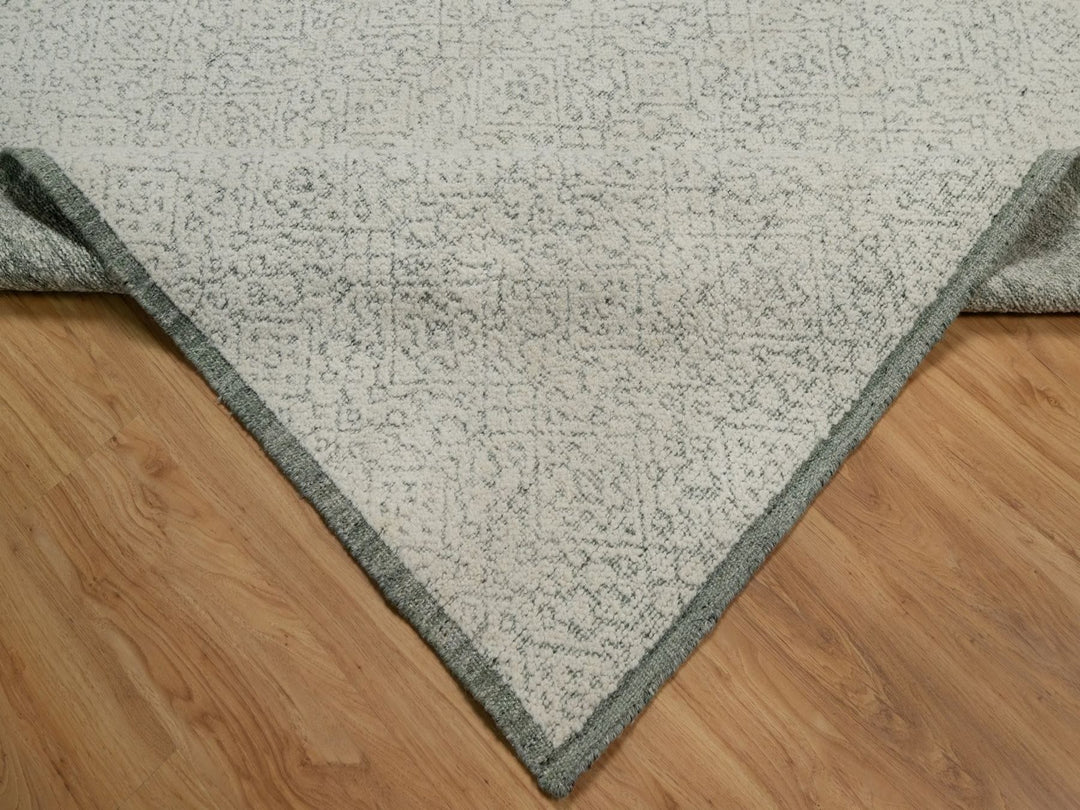8'2" x 10'2" New Hand Woven Ivory Wool Rectangle Oriental Rug - MOA10291716