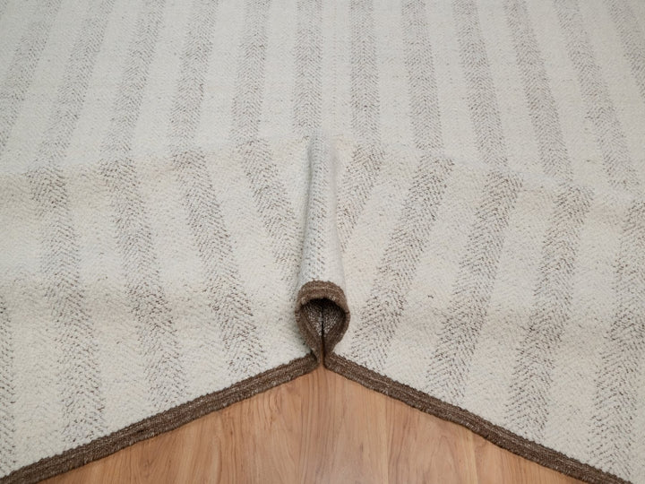 9'3" x 12'0" New Hand Woven Ivory Wool Rectangle Oriental Rug - MOA10291717