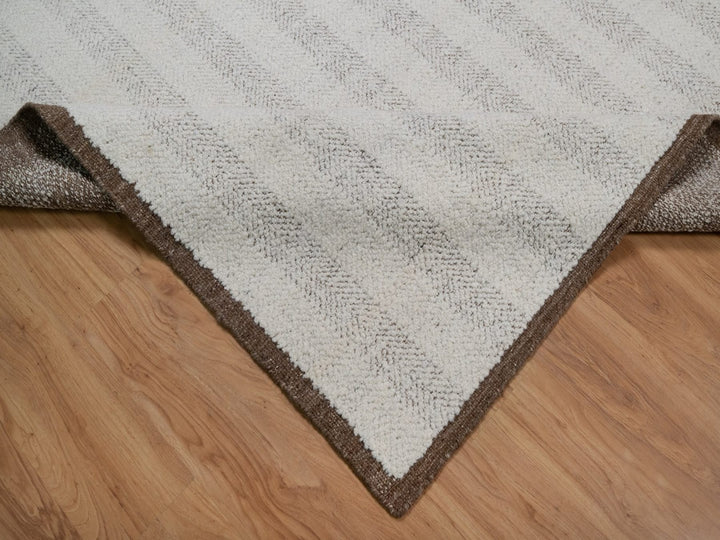 9'3" x 12'0" New Hand Woven Ivory Wool Rectangle Oriental Rug - MOA10291717