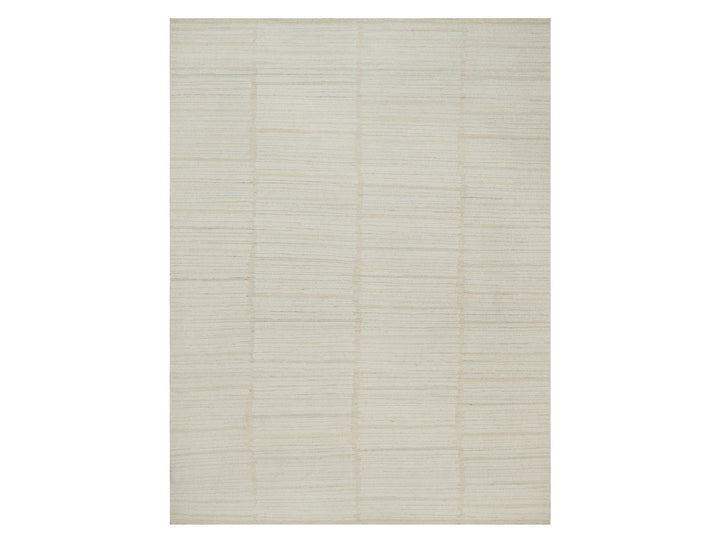 9'0" x 12'0" New Hand Woven Ivory Wool Rectangle Oriental Rug - MOA10291718
