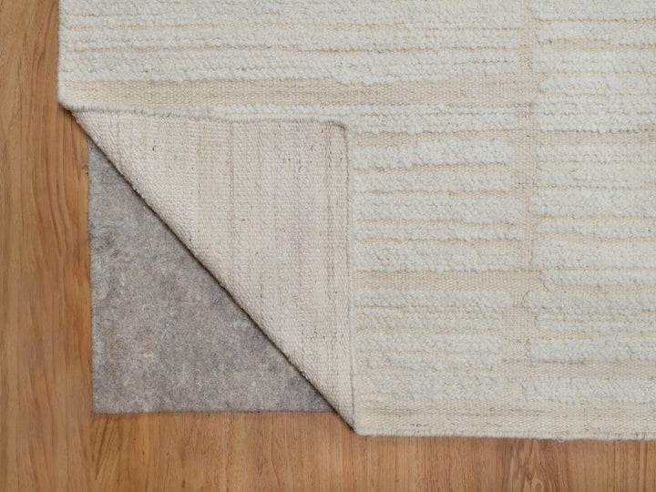 9'0" x 12'0" New Hand Woven Ivory Wool Rectangle Oriental Rug - MOA10291718