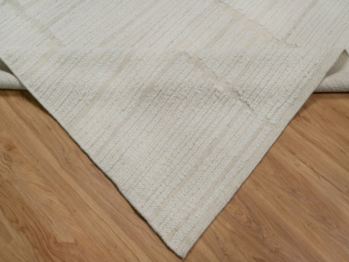 9'0" x 12'0" New Hand Woven Ivory Wool Rectangle Oriental Rug - MOA10291718