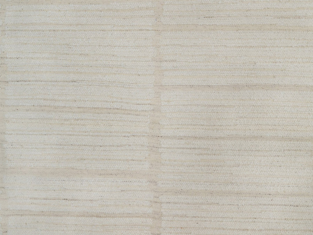 9'0" x 12'0" New Hand Woven Ivory Wool Rectangle Oriental Rug - MOA10291718