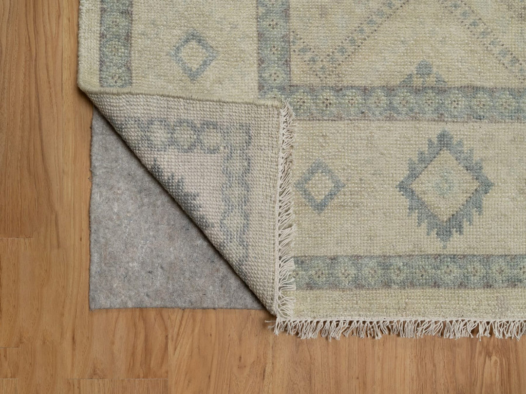 9'0" x 12'0" New Hand Knotted Ivory Wool Rectangle Oriental Rug - MOA10291720
