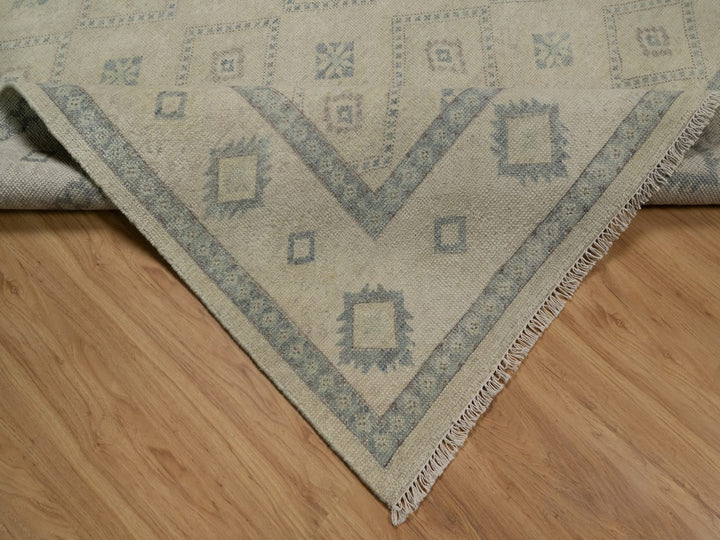 9'0" x 12'0" New Hand Knotted Ivory Wool Rectangle Oriental Rug - MOA10291720