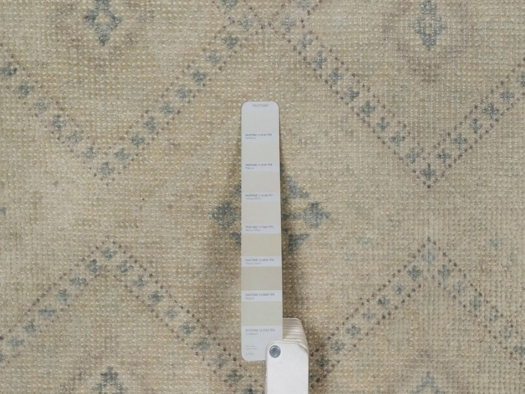 9'0" x 12'0" New Hand Knotted Ivory Wool Rectangle Oriental Rug - MOA10291720