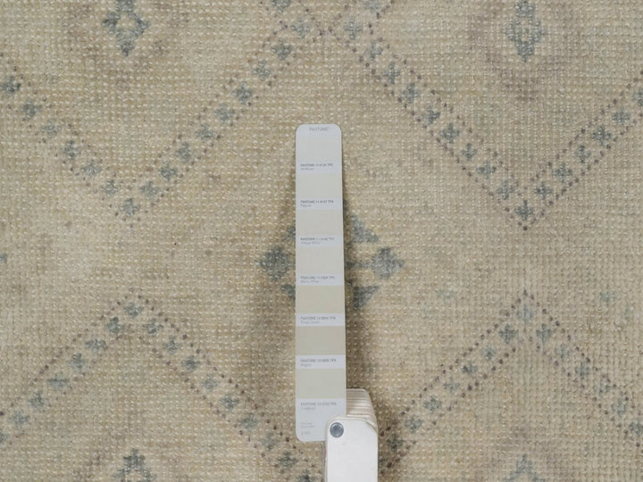 9'0" x 12'0" New Hand Knotted Ivory Wool Rectangle Oriental Rug - MOA10291720