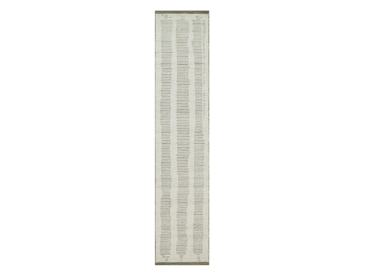 2'6" x 11'10" New Hand Woven Ivory Wool Runner Oriental Rug - MOA10291724