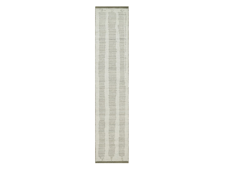 2'6" x 11'10" New Hand Woven Ivory Wool Runner Oriental Rug - MOA10291725