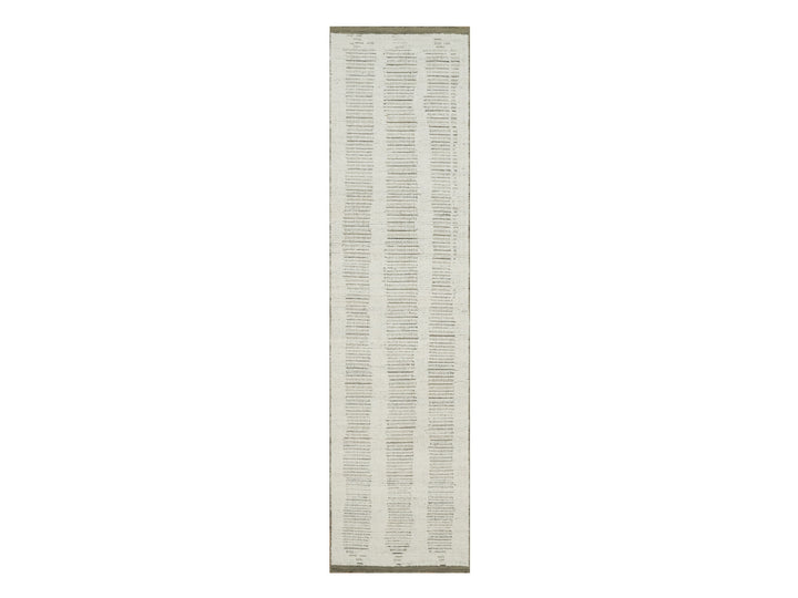 2'6" x 9'11" New Hand Woven Ivory Wool Runner Oriental Rug - MOA10291727