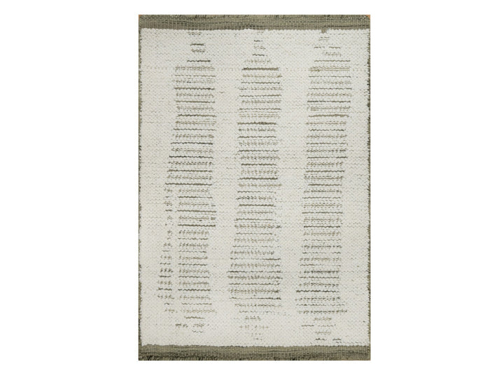 2'0" x 3'0" New Hand Woven Ivory Wool Rectangle Oriental Rug - MOA10291731